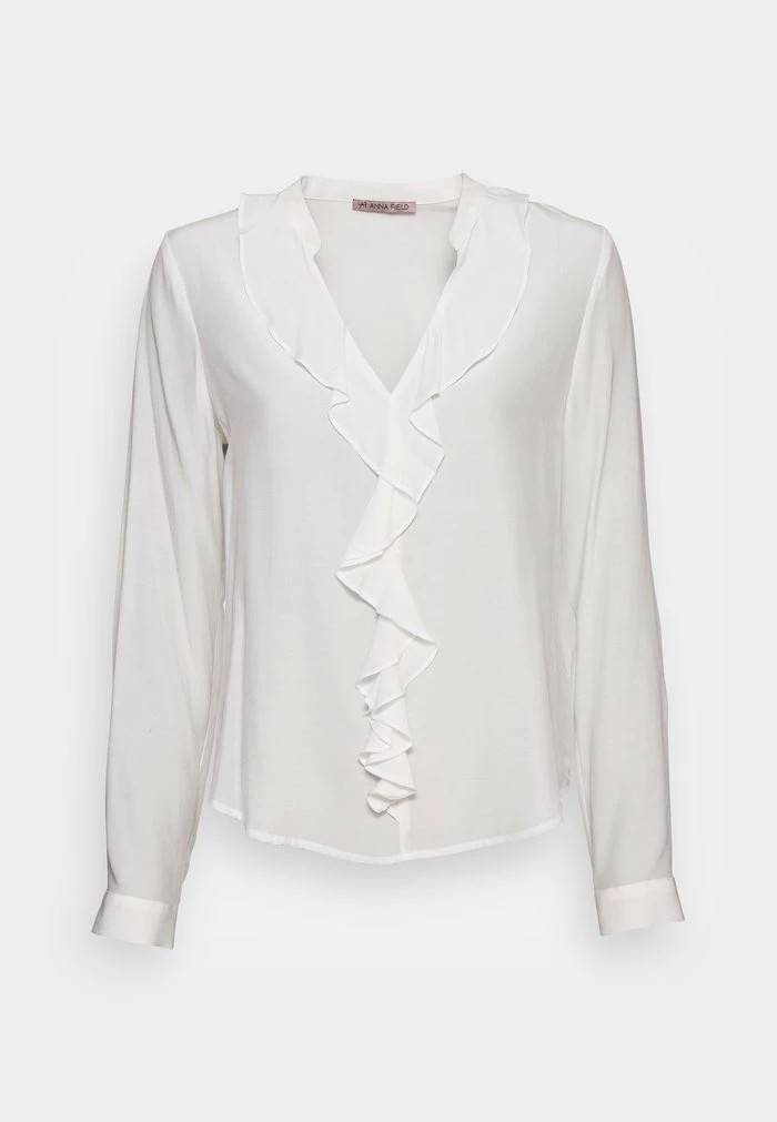 Chemise ANNA FIELD Anna Field Blouse With Frontal Volant Blanche Femme | HLJ-0170233